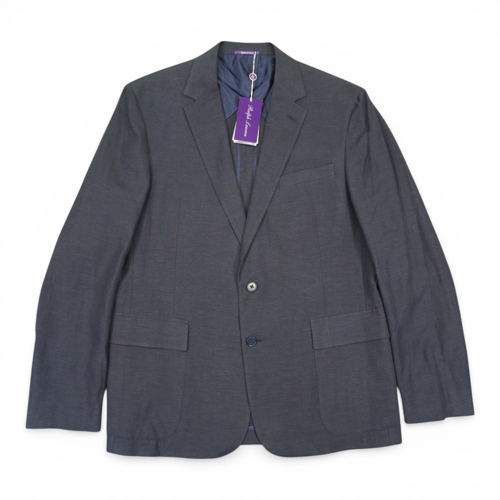NEW Ralph Lauren Purple Label Blazer Sport Coat Mens 44R Navy Silk Linen